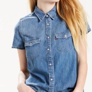 Levis Denim Shirt Chambray Snap Button S